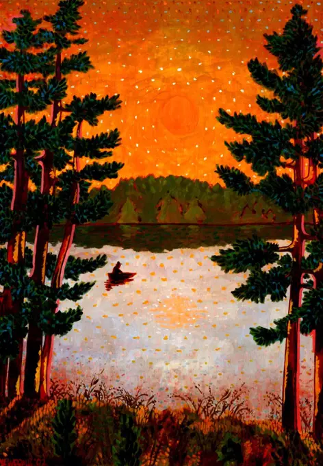 Northern Lake  John Newcomb, Acrylic, 2002