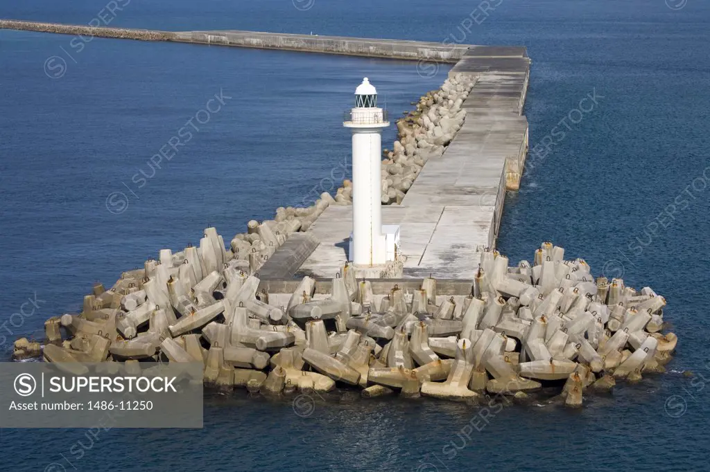 High angle view of a lighthouse, Breakwater Lighthouse, Naha, Okinawa Island, Japan