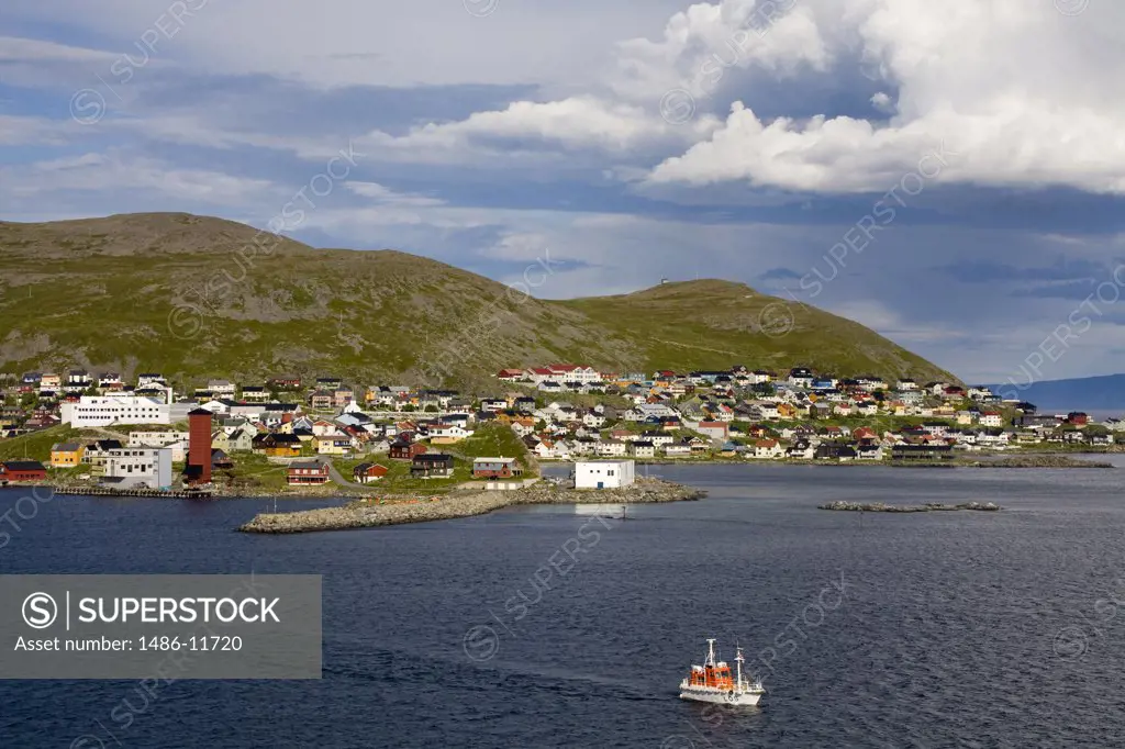 Fishing trawler in the sea, Honningsvag Port, Honningsvag, Mageroya Island, Nordkapp, Finnmark County, Norway