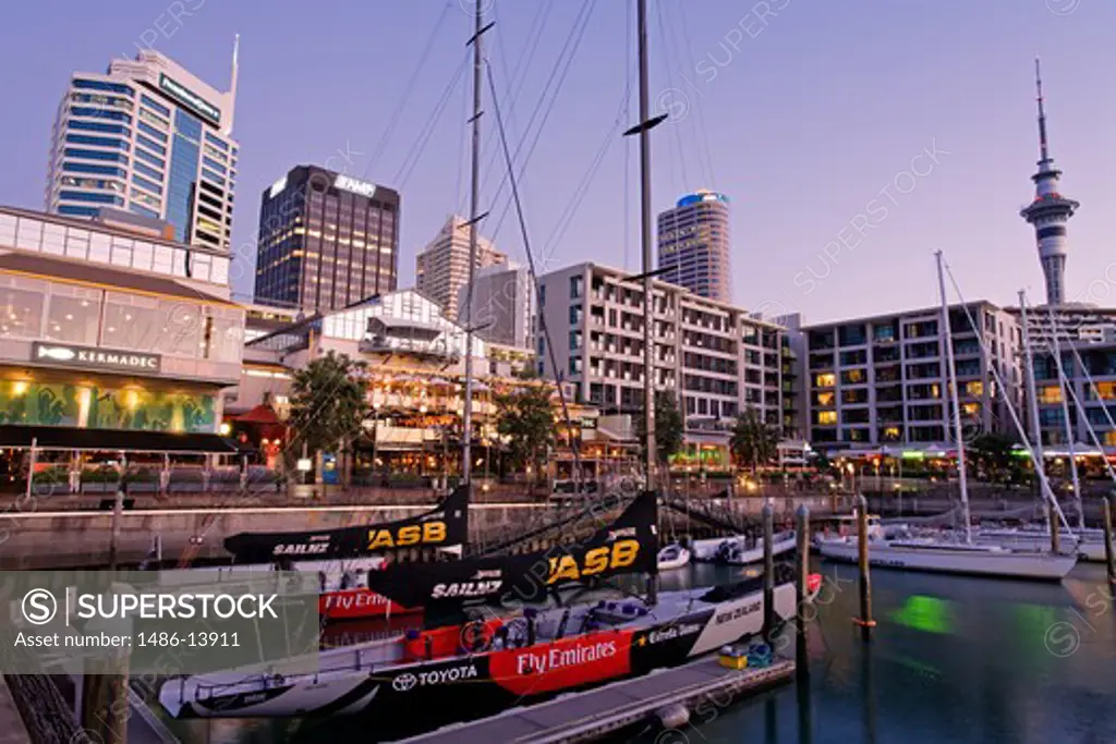 Boats at a harbor, Viaduct Harbour, Auckland, North Island, New Zealand