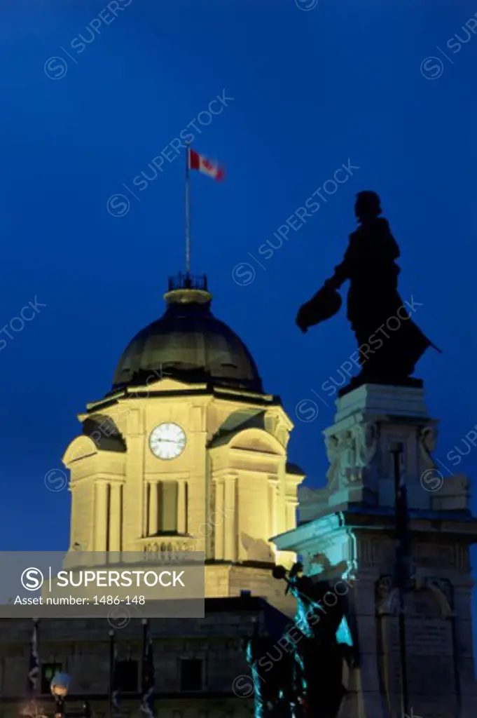 Low angle view of a museum lit up at night, Fort Museum, Quebec City, Quebec, Canada