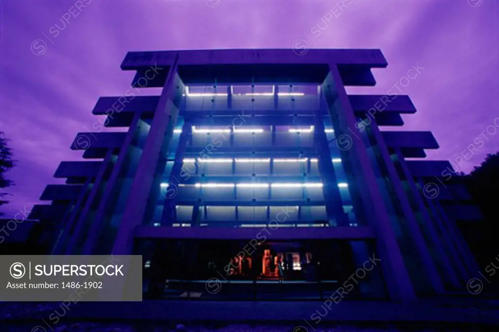 Low angle view of the Museum of Anthropology, Vancouver, British Columbia, Canada