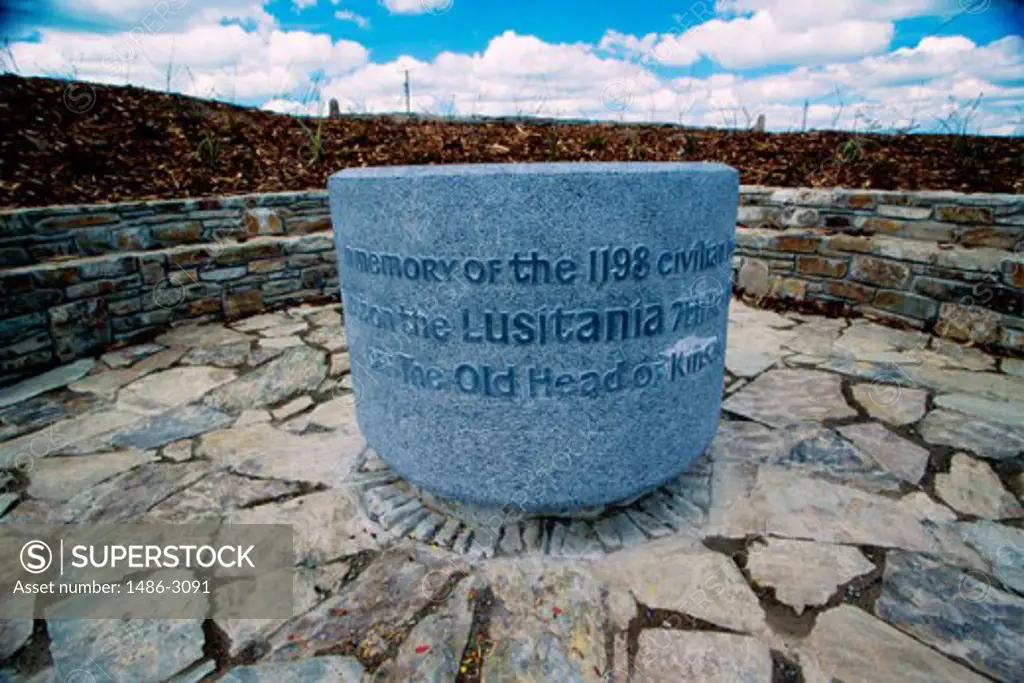 Close-up of the Lusitania Memorial, Old Head of Kinsale, Ireland