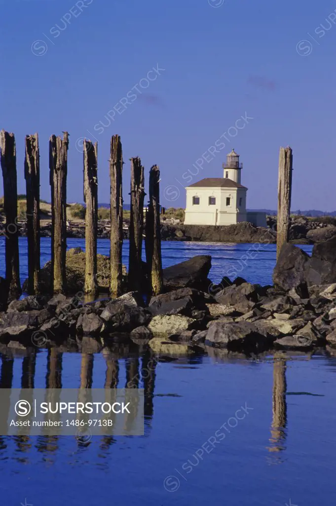 Lighthouse on the riverside, Coquille River Lighthouse, Bullards Beach State Park, Oregon, USA