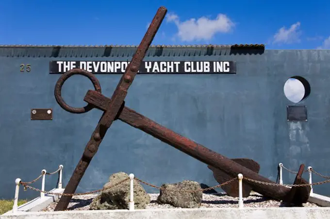 Rusty anchor at Devonport Yacht Club, Devonport, Auckland, North Island, New Zealand