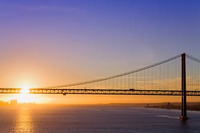 25th of April Bridge over the Tagus (Tejo) River, Lisbon, Portugal, Europe