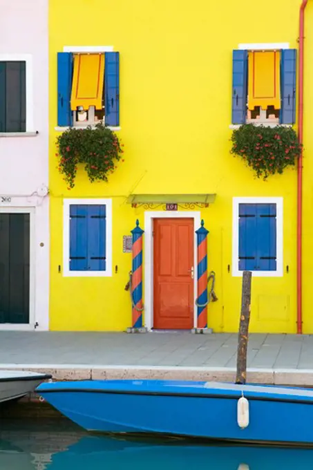 Canal on Burano Island, Venice, Italy, Europe