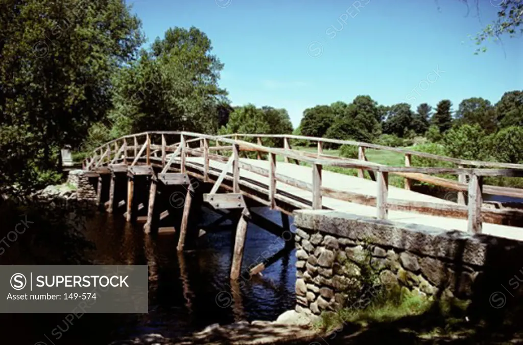 Footbridge over a river, Old North Bridge, Concord, Massachusetts, USA