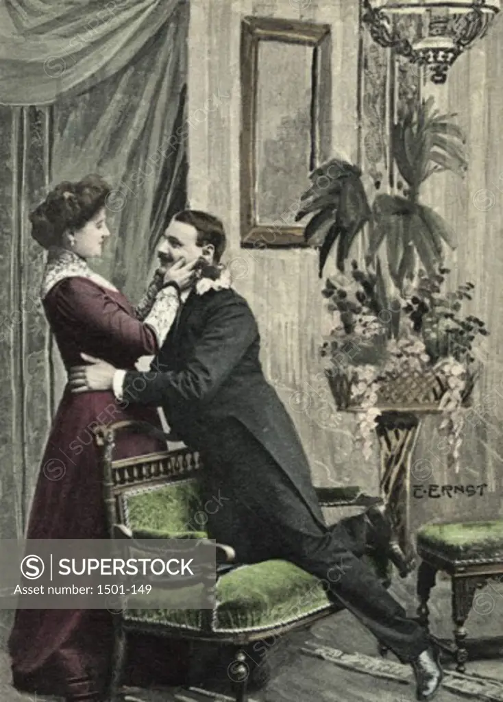 Couple in Love  1904 Postcard  Private Collection