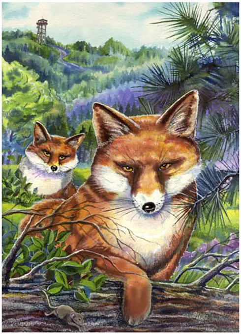 Foxes 2003 Linda Braucht (20th C. American) Computer graphics 