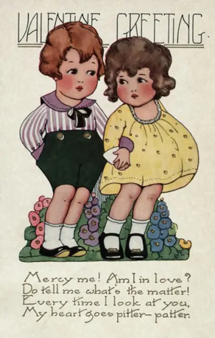 Valentine Greeting: Mercy Me! Am I In Love 1923  Postcard Private Collection