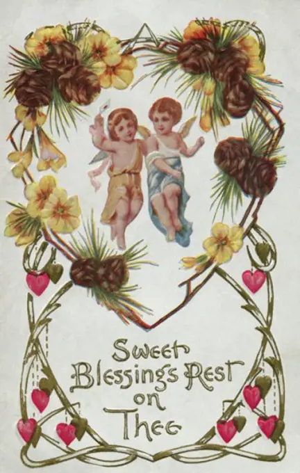 Sweet Blessings Rest on Thee Postcard Private Collection