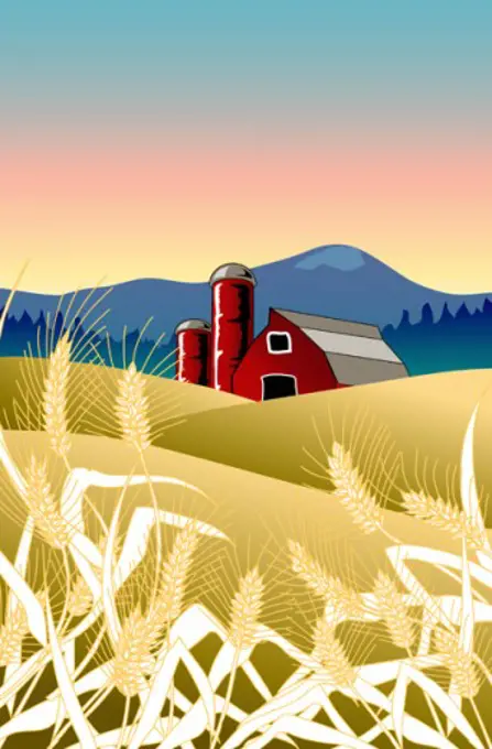 Country Wheat Farm 2003 Linda Braucht  (20th C. American) Computer graphics