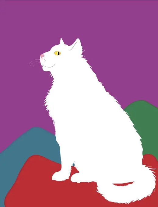 White Cat, Linda Braucht (20th Century/American), Computer Graphics