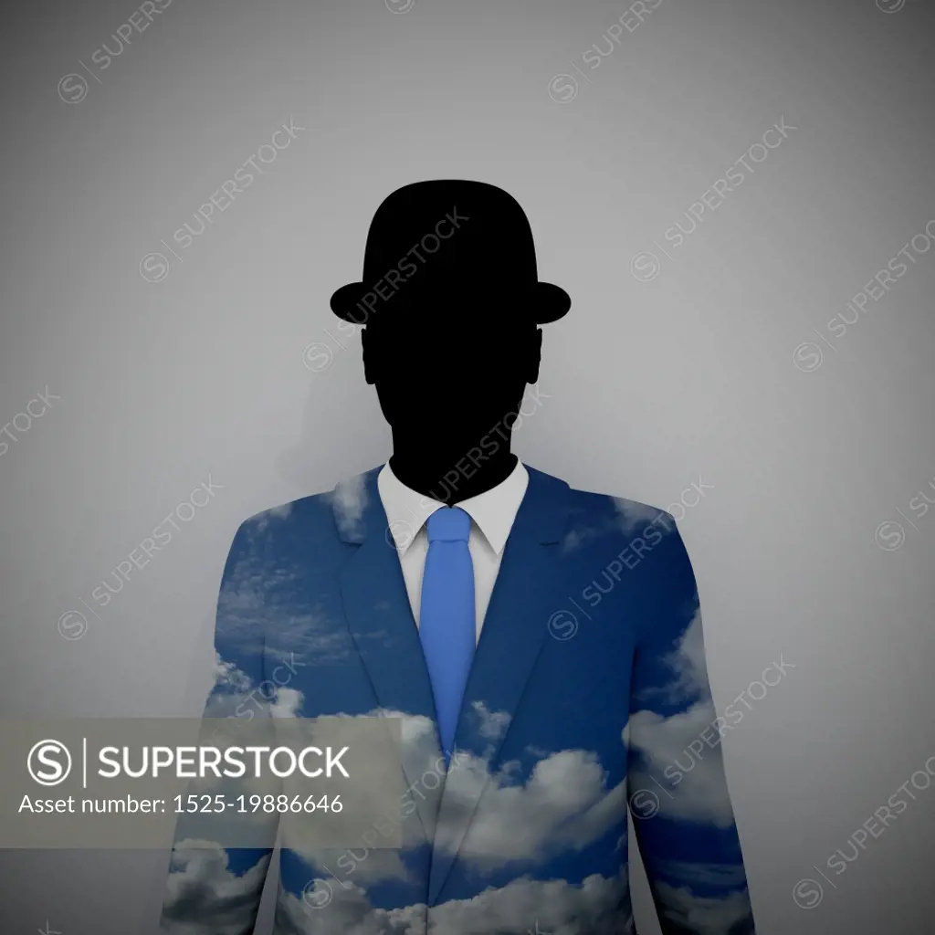 Illustration of a Businessman with a sky textured suit