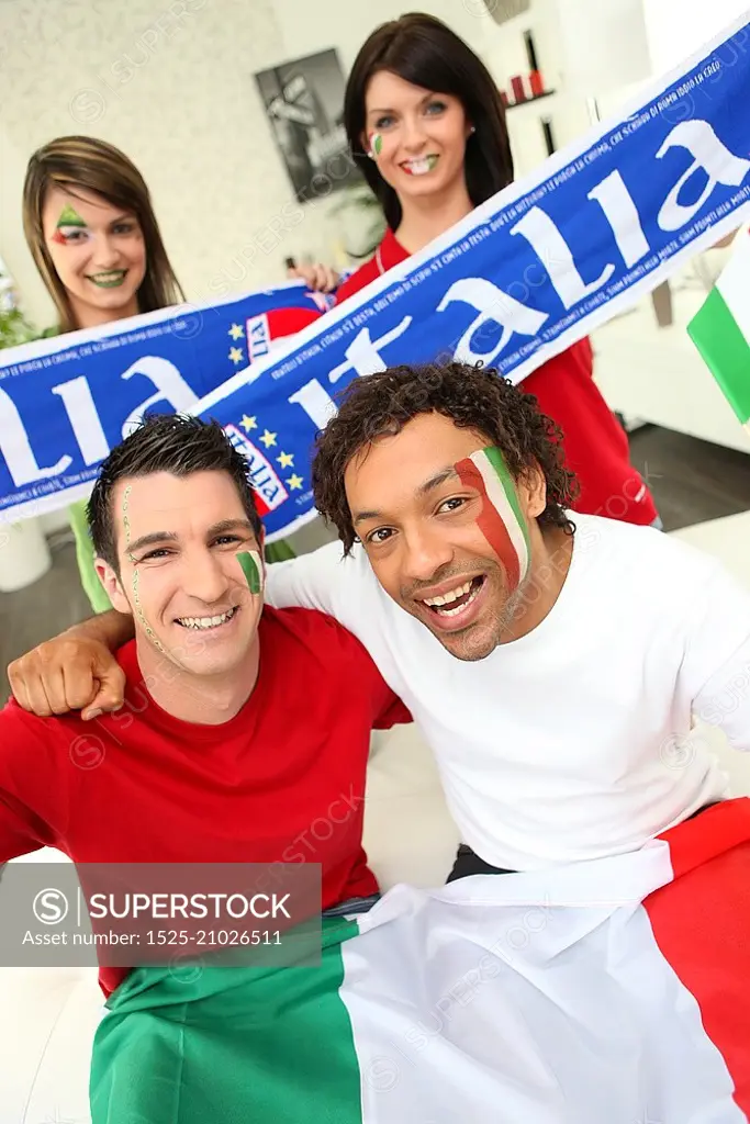 Group of Italian sports fans