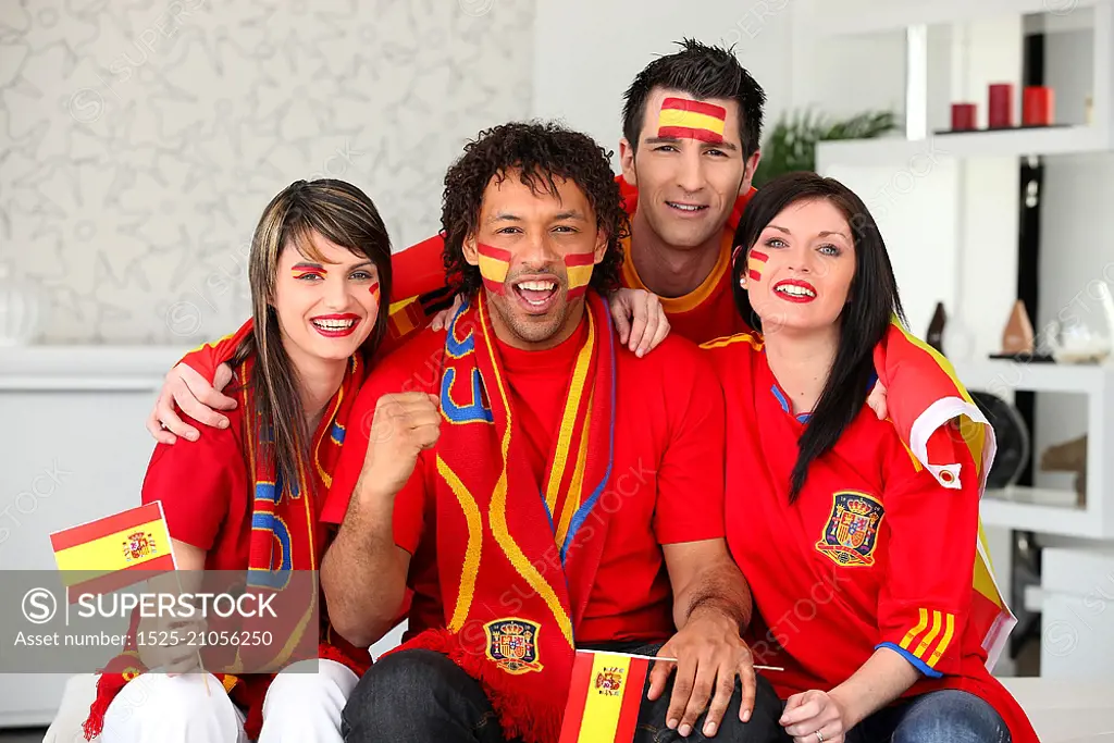 Four Spanish sports fans