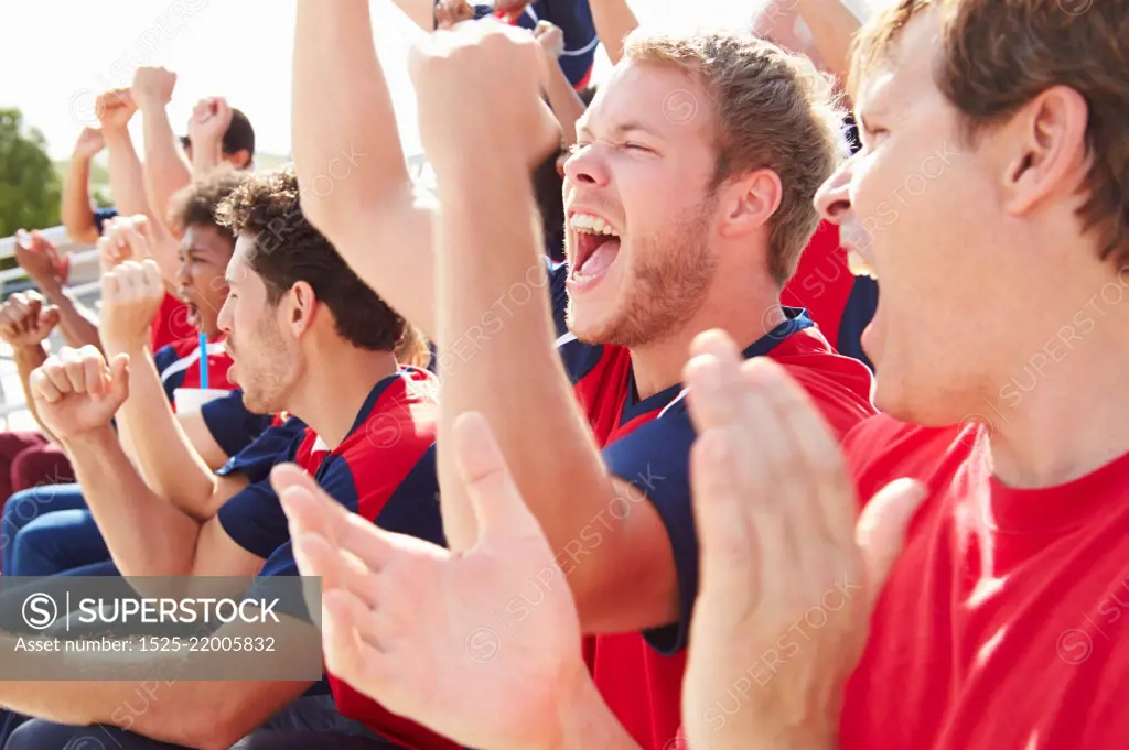 Spectators In Team Colors Watching Sports Event