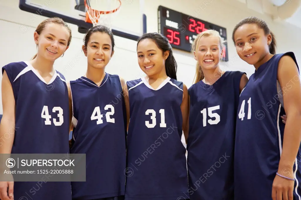 Members Of Female High School Basketball Team