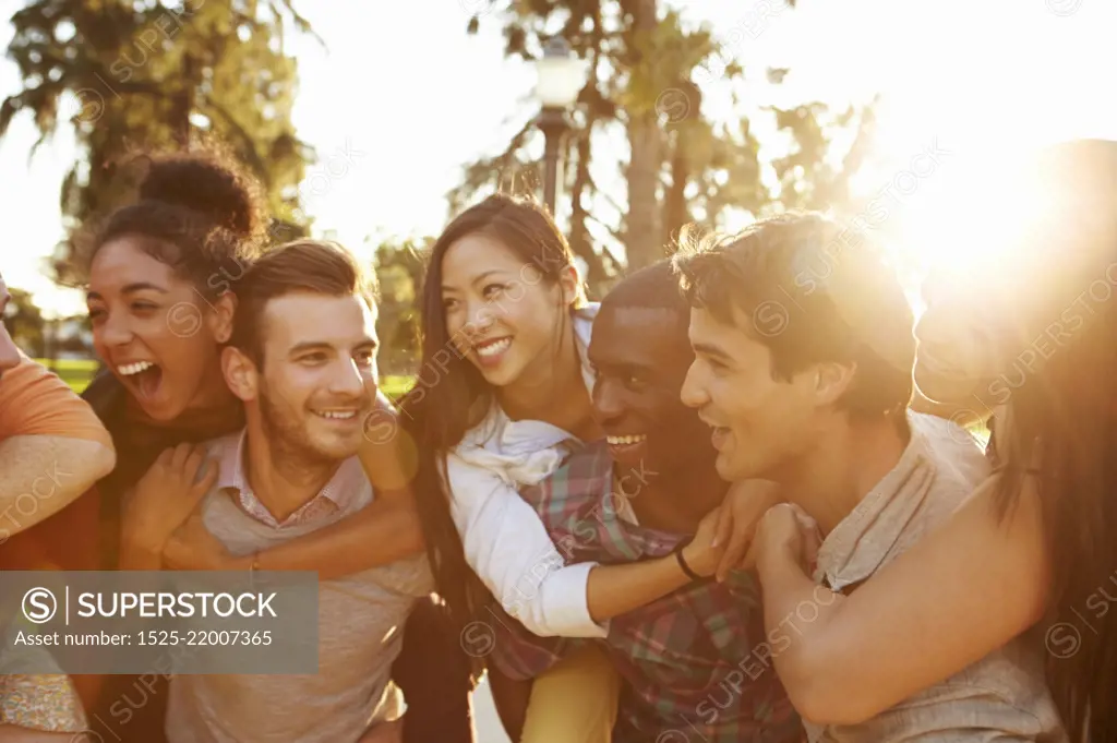 Group Of Friends Having Fun Together Outdoors