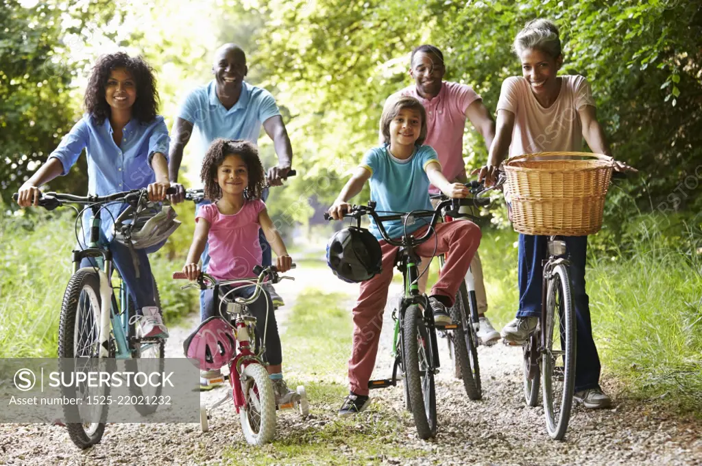 Multi Generation African American Family On Cycle Ride