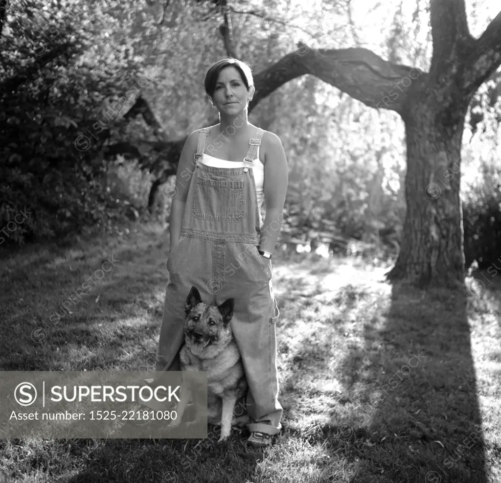 Woman Standing With Dog