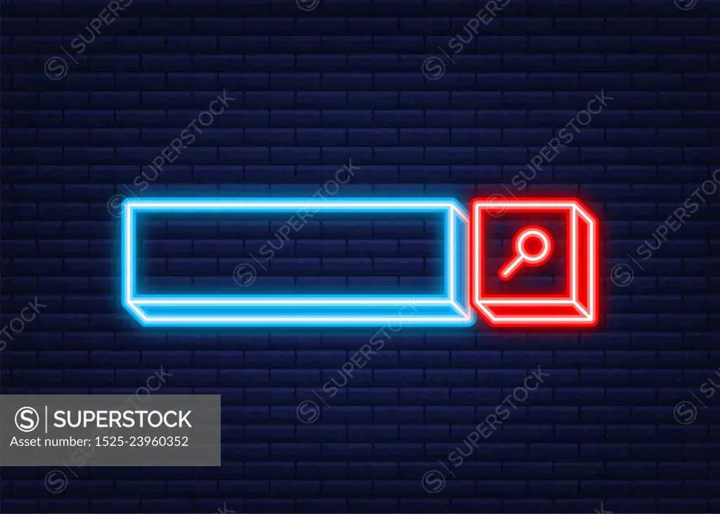 Search bar icon, set of search boxes ui template isolated on white background. Neon icon. Vector illustration. Search bar icon, set of search boxes ui template isolated on white background. Neon icon. Vector illustration.