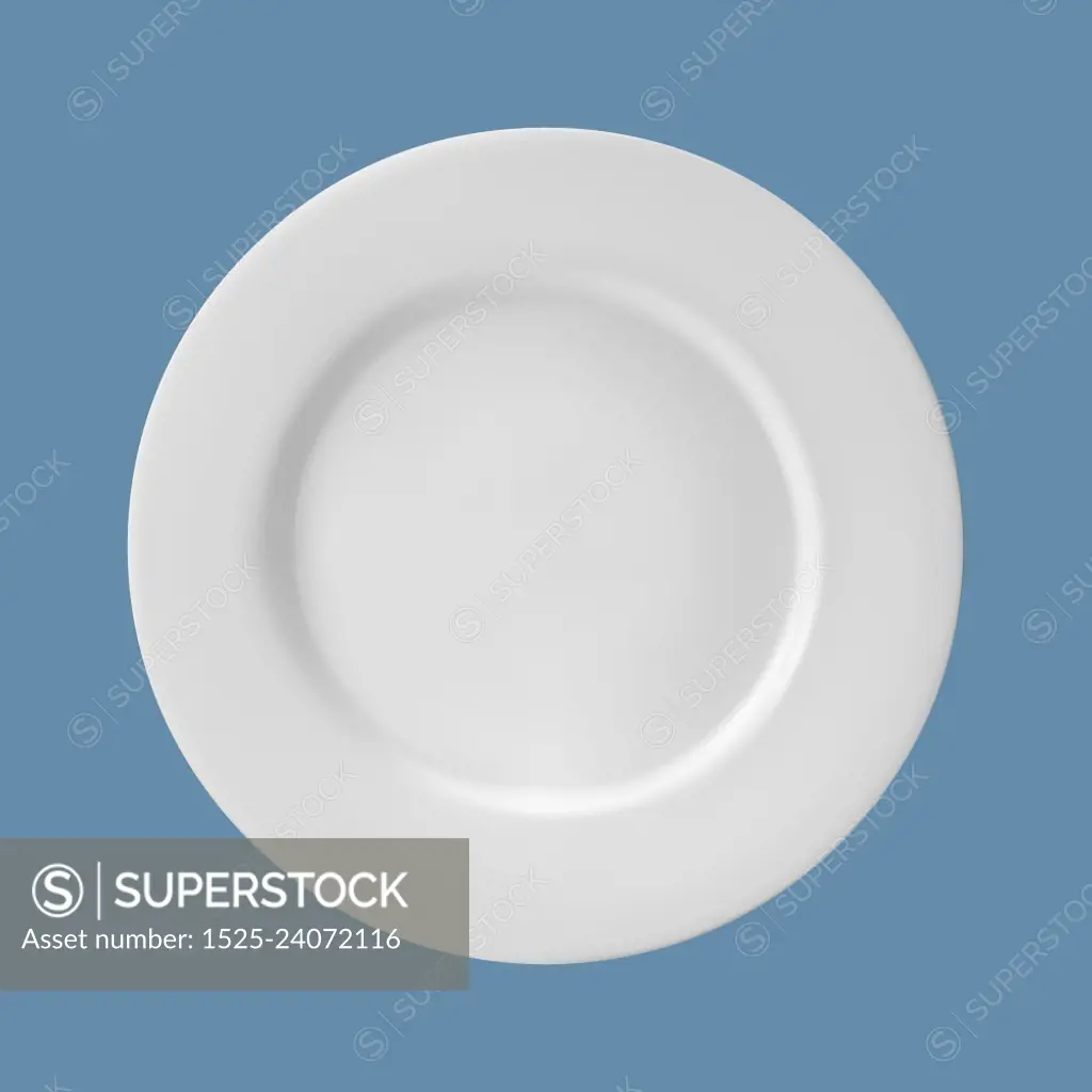 Ordinary ceramic plate. Mock up. Blank for logo or text placement. Vector illustration. Isolated monochromatic background