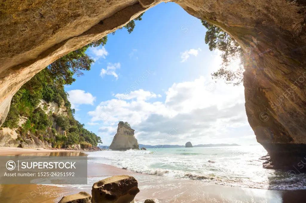 Beautiful landscapes it the Ocean Beach, New Zealand. Inspiring natural and travel background