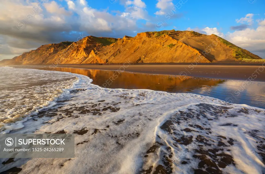 Beautiful landscapes it the Ocean Beach, New Zealand. Inspiring natural and travel background