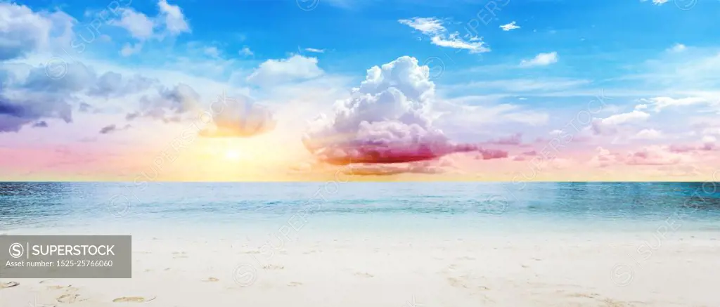 Tropical beach and sea. Tropical beach and sea. Sky and clouds. Tropical beach and sea