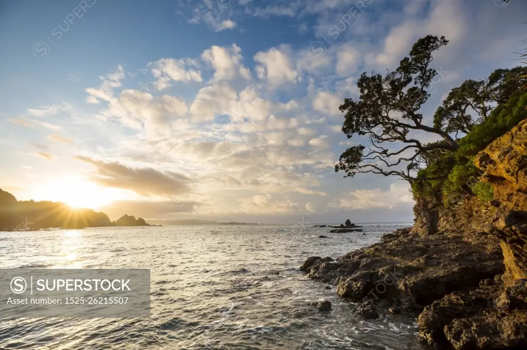 Beautiful landscapes it the Ocean Beach, New Zealand. Inspiring natural and travel background