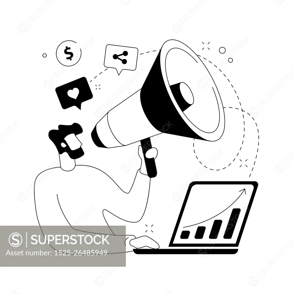 Digital PR abstract concept vector illustration. Internet-based PR strategy, reputation management, domain authority, brand awareness, brands presence, digital marketing campaign abstract metaphor.. Digital PR abstract concept vector illustration.