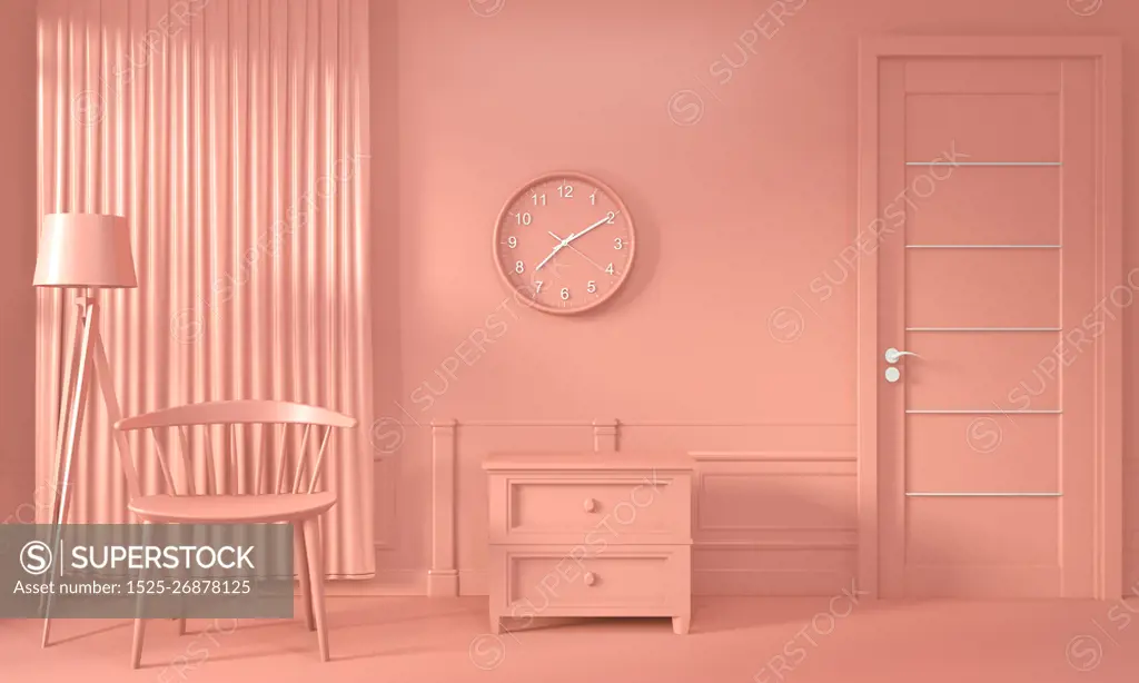 Mock up decoration color living coral style.3D rendering