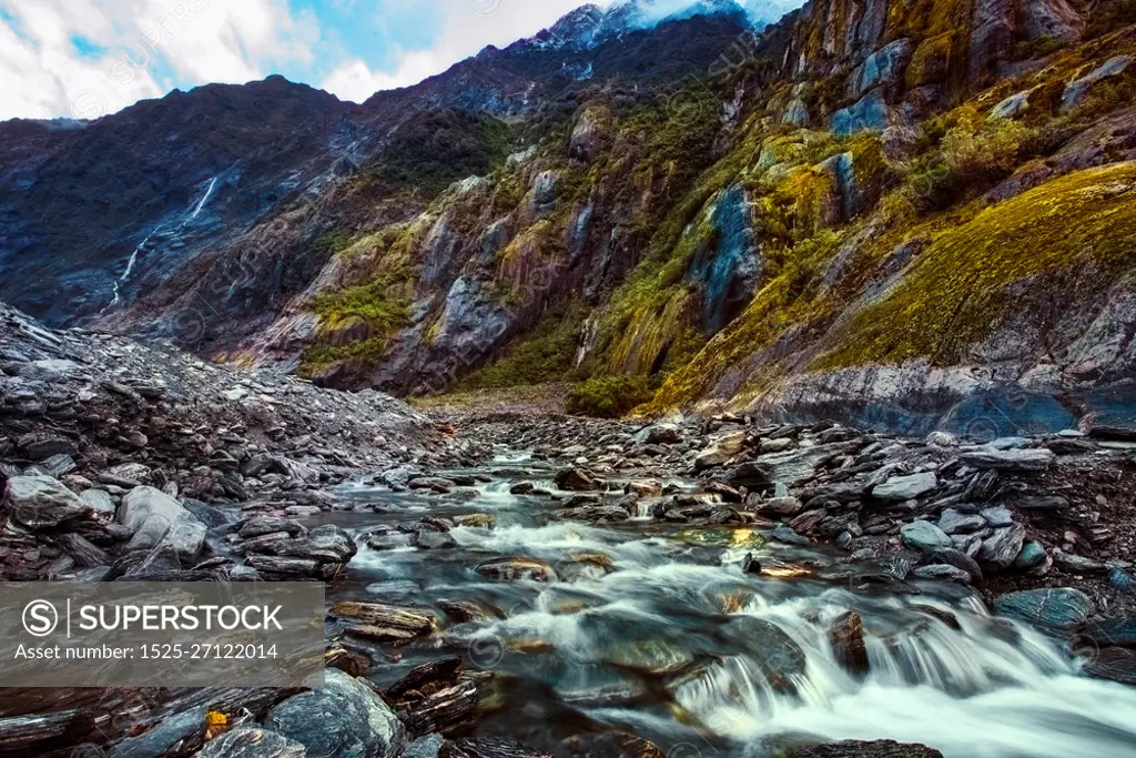 beautiful scenic of franz josef glacier most popular traveling destination in south island new zealand