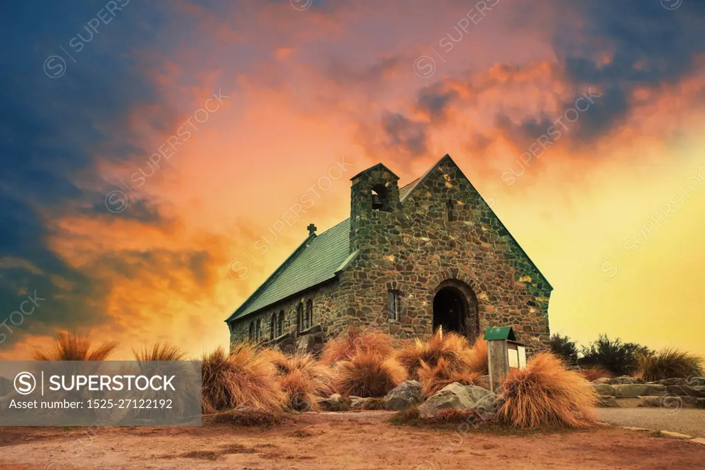 church of good shepherd  important landmark and traveling destination near lake tekapo south island new zealand