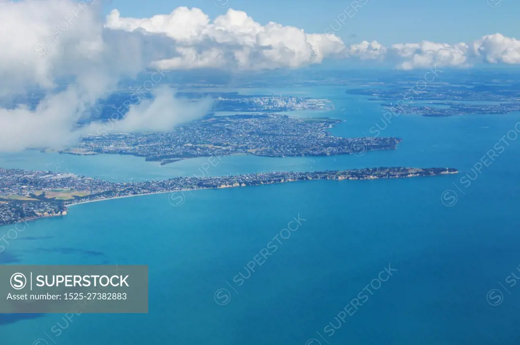 Aerial view on a New Zealand. Travel background and concept