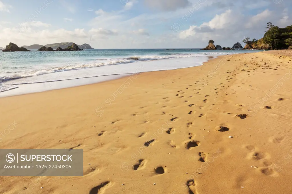 Beautiful landscapes it the Ocean Beach, New Zealand. Inspiring natural and travel background