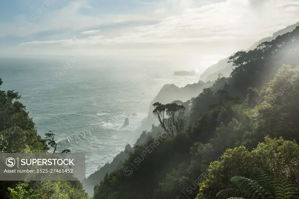 Beautiful landscapes it the Ocean Beach, New Zealand. Inspiring natural and travel background