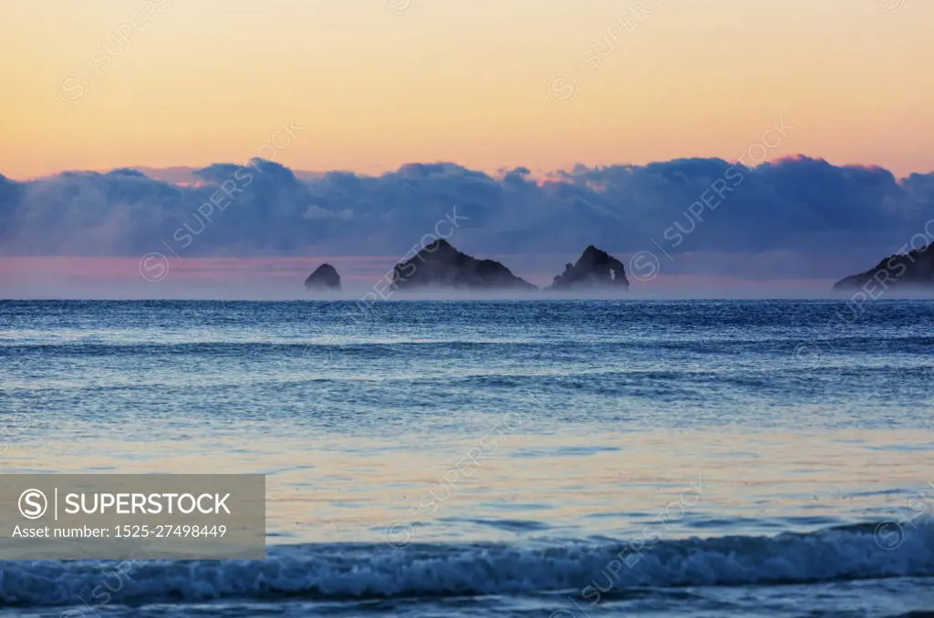 Beautiful landscapes it the Ocean Beach, New Zealand. Inspiring natural and travel background