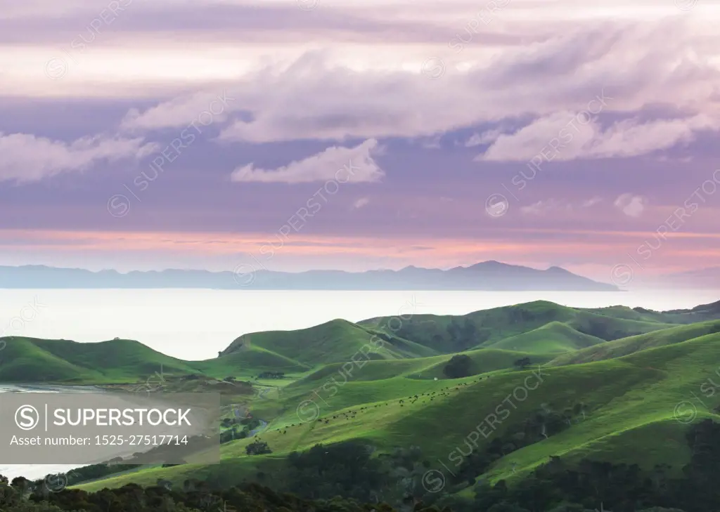 Beautiful landscapes it the Ocean Beach, New Zealand. Inspiring natural and travel background