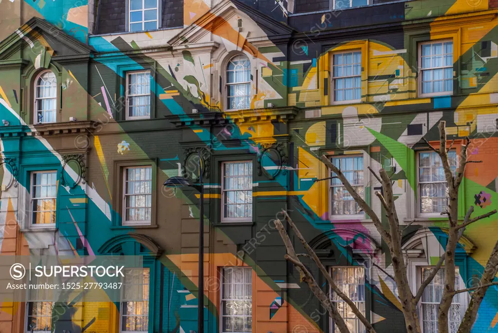 Detail scenic view of colorful houses in london