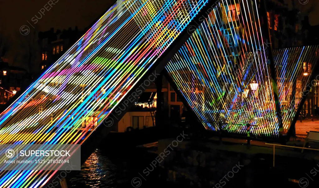 Light installation in amsterdam red light district during amsterdam light festival. Light installation in amsterdam red light district