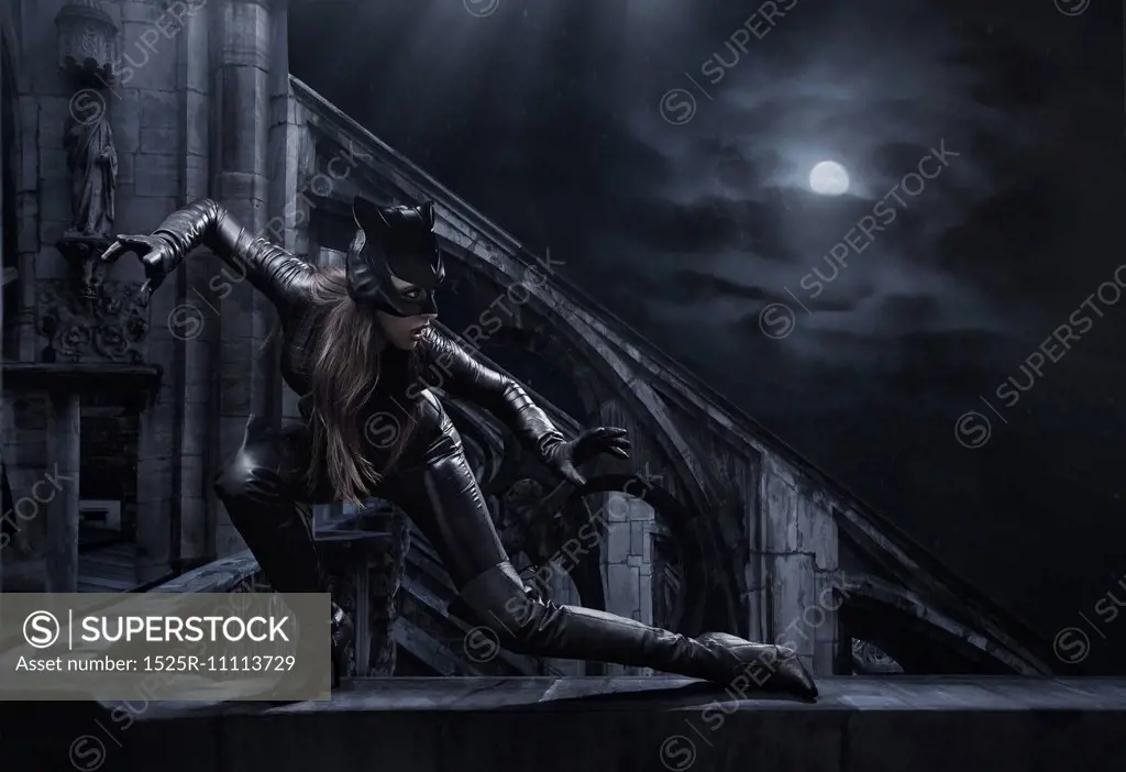 Amazing catwoman hunting at night