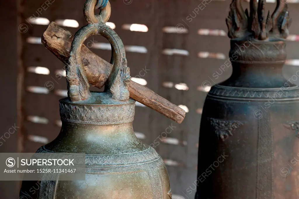 Close-up of a bell in Wat Phra That Doi Kong Mu temple, Mae Hong Son, Thailand