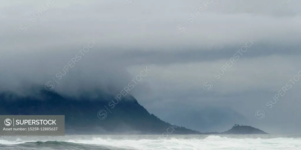 Fog over Pacific Ocean, Skeena-Queen Charlotte Regional District, Haida ...