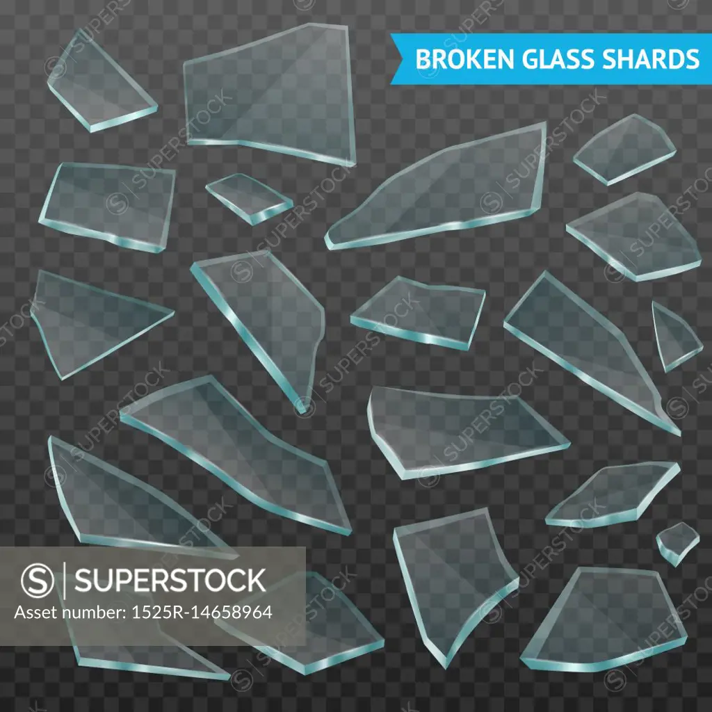 Realistic transparent pieces broken glass Vector Image