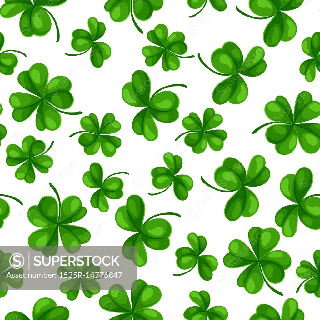 Saint Patricks Day seamless pattern. Green clover shamrock and the four-leaf. Saint Patricks Day seamless pattern. Green clover shamrock and the four-leaf.
