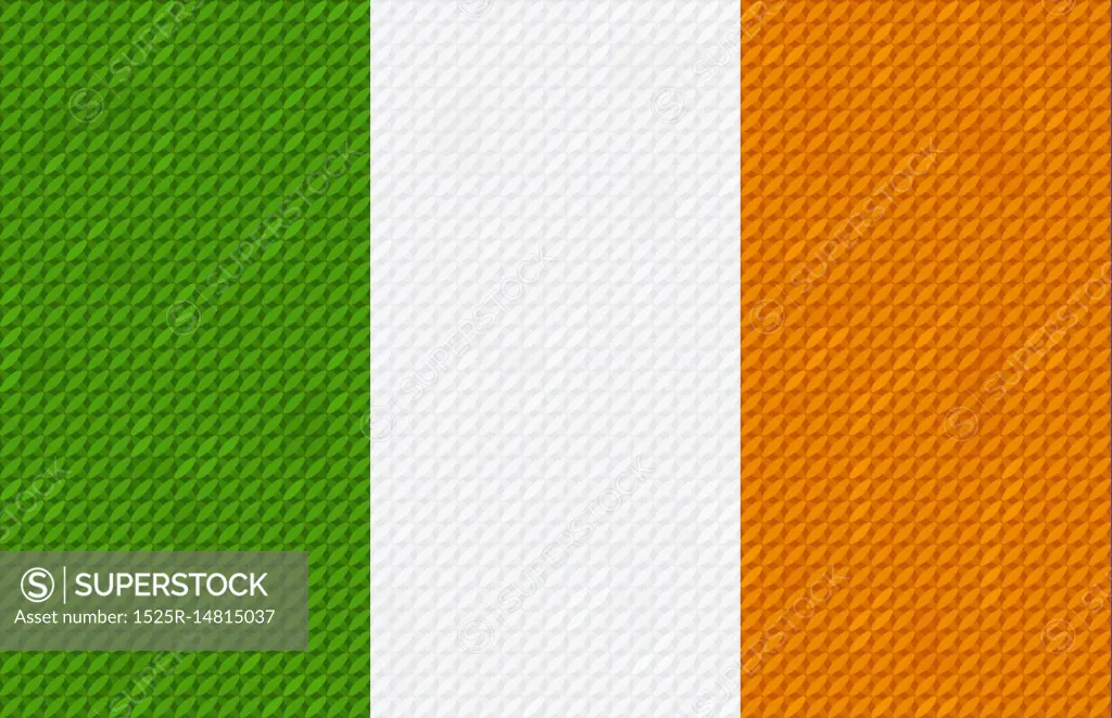 Irish flag background made with embroidery cross-stitch.