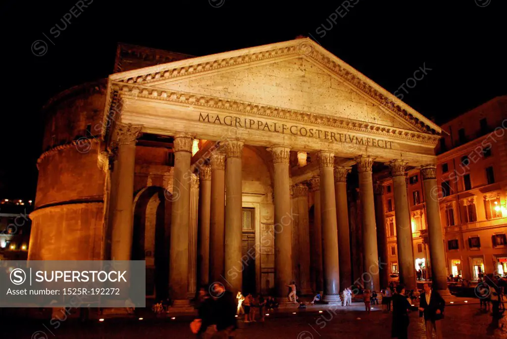 Church building and plaza, evening, Rome